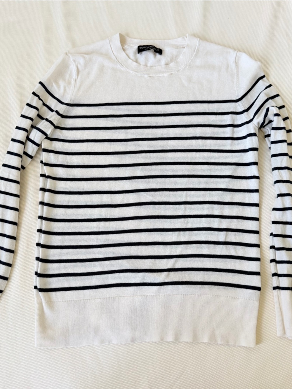 Banana Republic Womens Top Knit Shirt Longsleeve Silk Cotton Striped French S